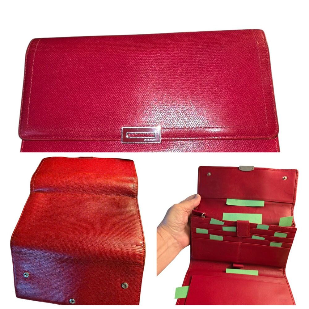 Coach Madison, full wallet (with checkbook cover) in Red Saffiano Leather RARE